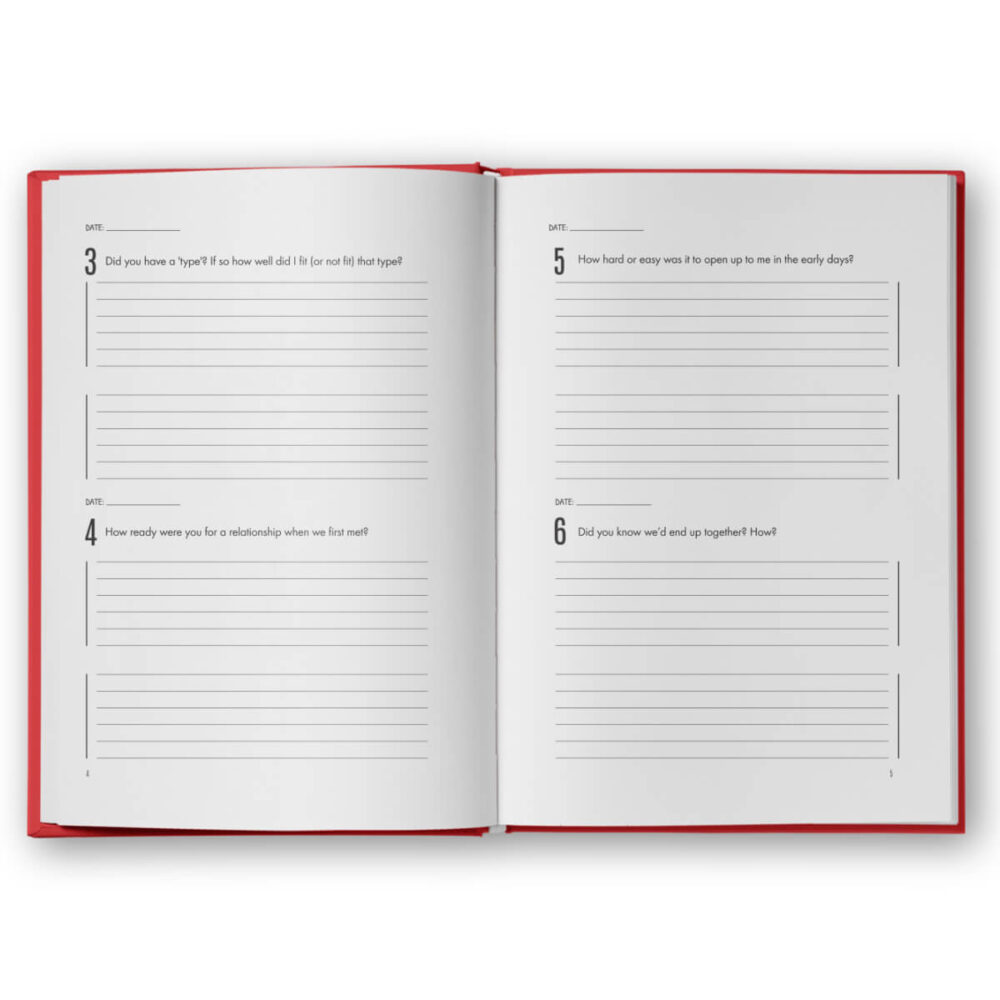 open couples journal with love and intimacy prompt questions