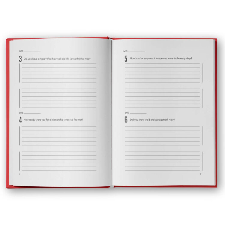 open couples journal with love and intimacy prompt questions