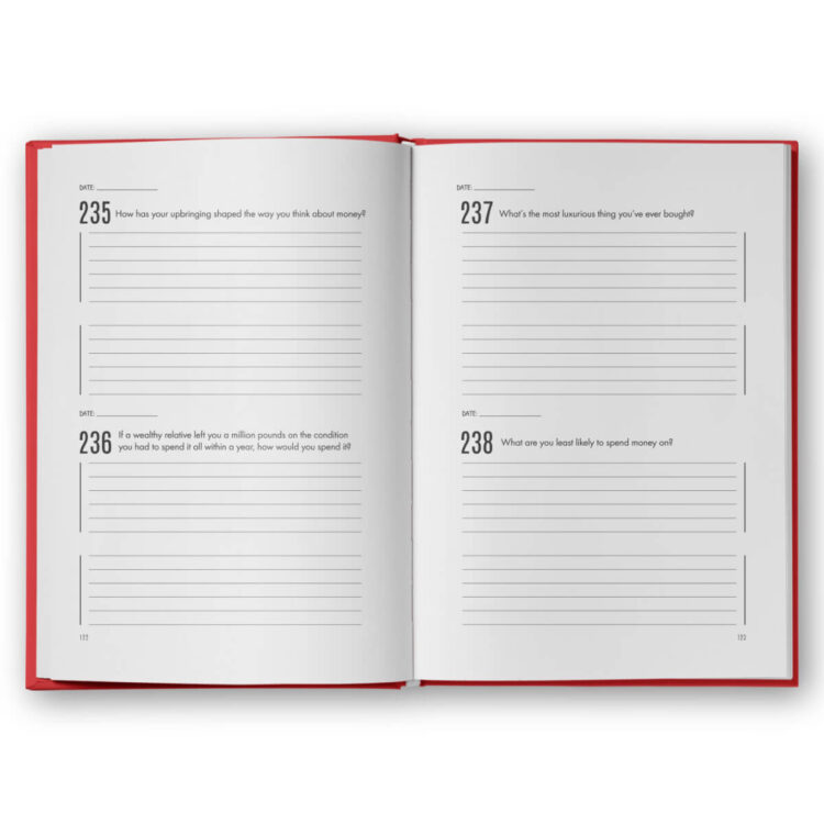 open couples journal with money values prompt questions