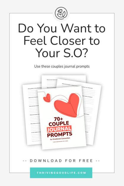 loose printable couples journal pages flat lay with overlay text