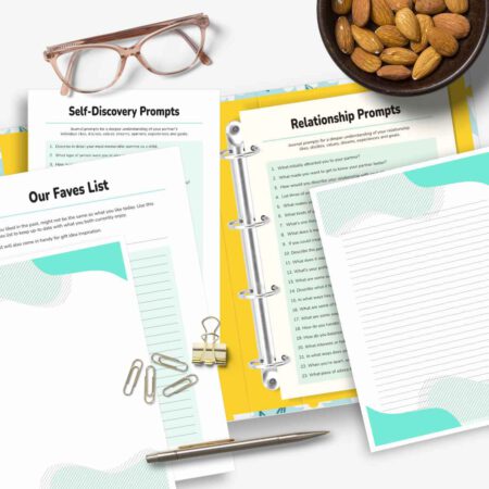 open ring binder with printable journal pages couples worksheets