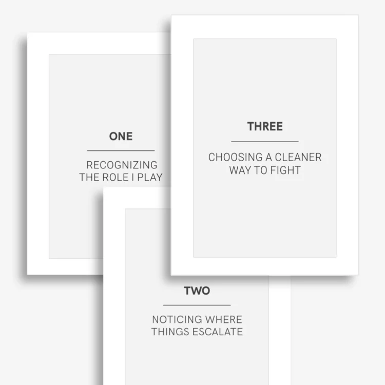 Fight Clean Not Dirty printable conflict workbook interior pages showing sections for handling conflict.