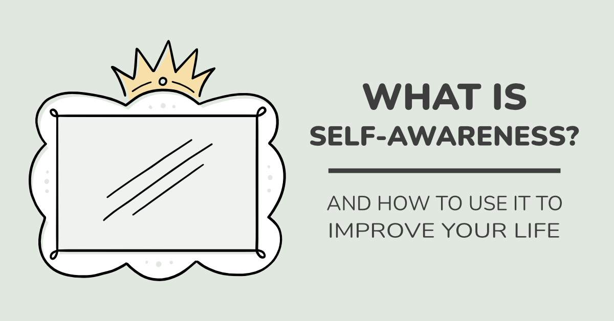 vector mirror on light background with text overlay that reads what is self-awareness