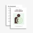Printable core values workbook cover and pre-assessment pages shown stacked.