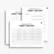 Printable monthly habit tracker pages with grid-based tracking tables.