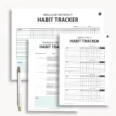 flatlay printable habit tracker journal workbook PDF pages with pencil