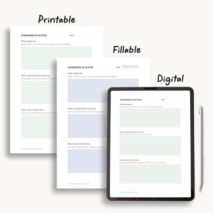 flatlay ipad and printable pages from the right fit relationship needs workbook.