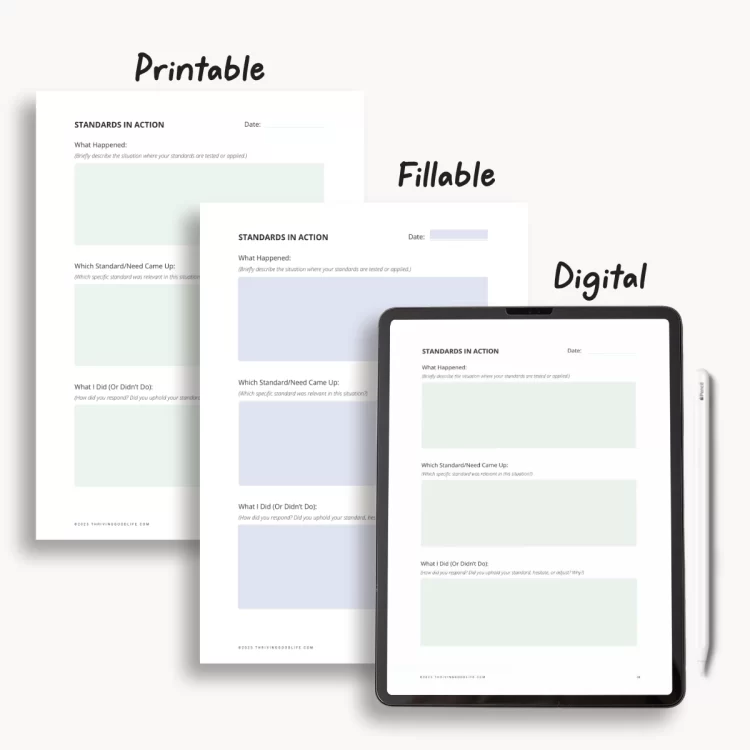 flatlay ipad and printable pages from the right fit relationship needs workbook.
