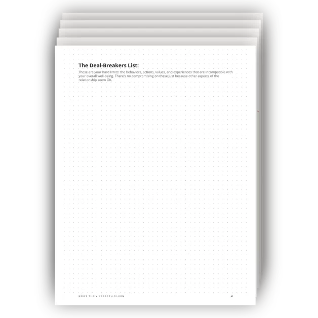 The Real Deal Lists framework pages from The Right Fit relationship workbook