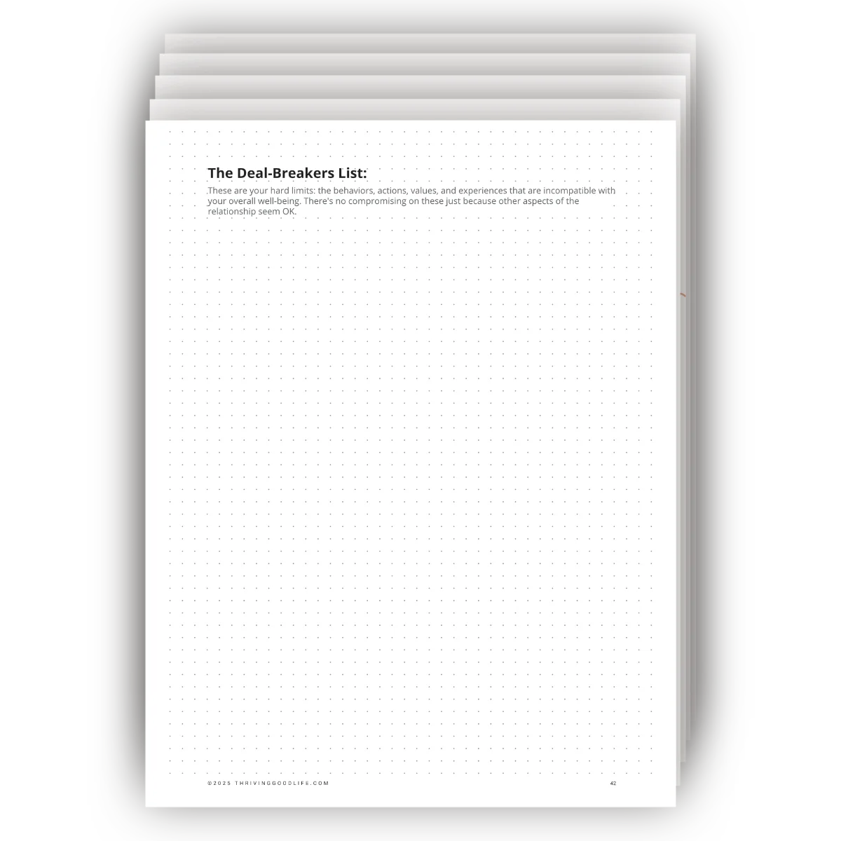 The Real Deal Lists framework pages from The Right Fit relationship workbook