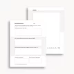 Printable interior pages from the “Practice Builds Boundaries” journal showing prompts.
