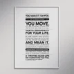Framed Thriving Good Life Manifesto Poster — modern black-and-white typography print that inspires action and personal growth.