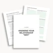 Printable PDF pages from the right fit dating and relationship workbook shown stacked including the “Knowing Your Relationship Why” page.