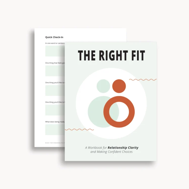 The Right Fit printable workbook cover and internal page.